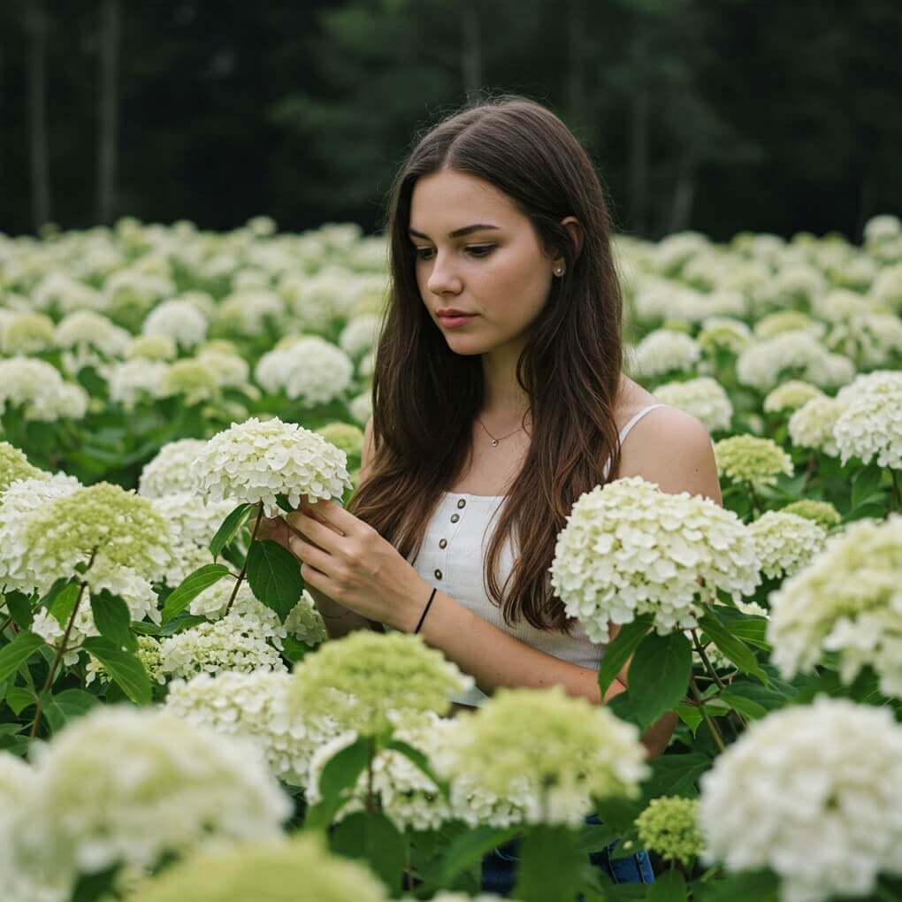 アジサイの花に似ているなとアナベルを眺めている